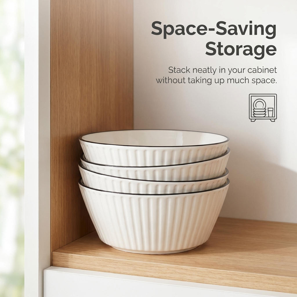 White Ceramic Serving Bowls Set of 4 V2830