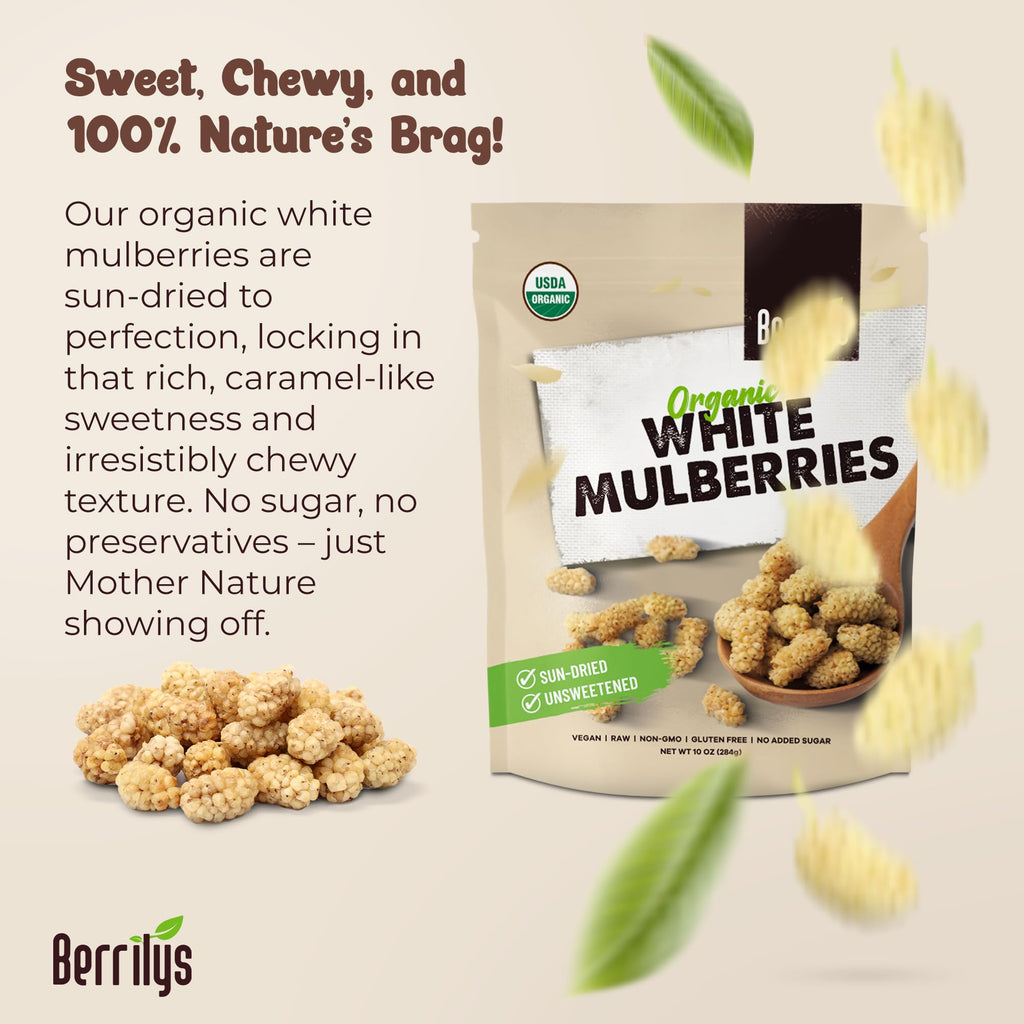 Organic Dried White Mulberries 2 Pack 10oz C391