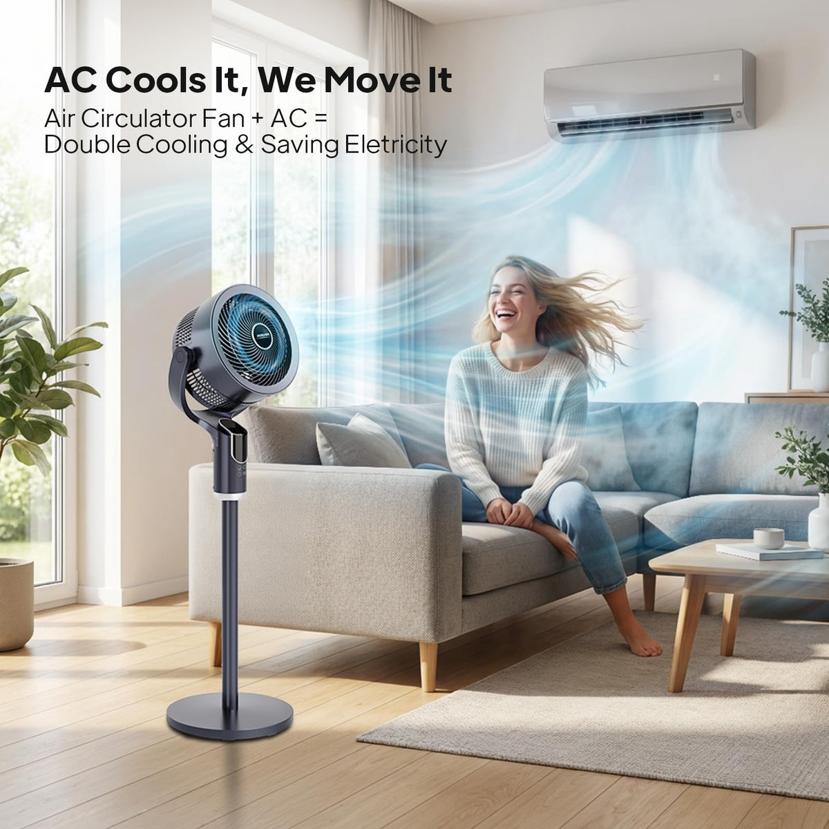 3-in-1 Pedestal Tabletop Fan with Remote Grey 2-Pack Z69754
