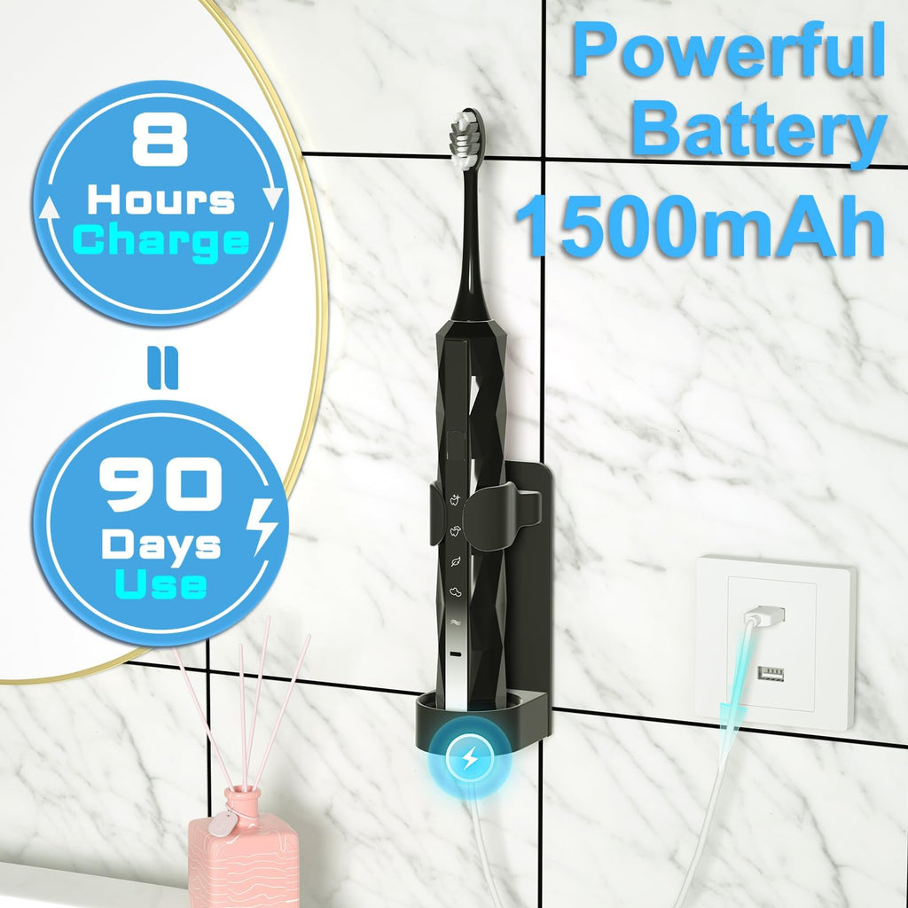 Sonic Electric Toothbrush with 10 Brush Heads & Travel Case, Black T17937