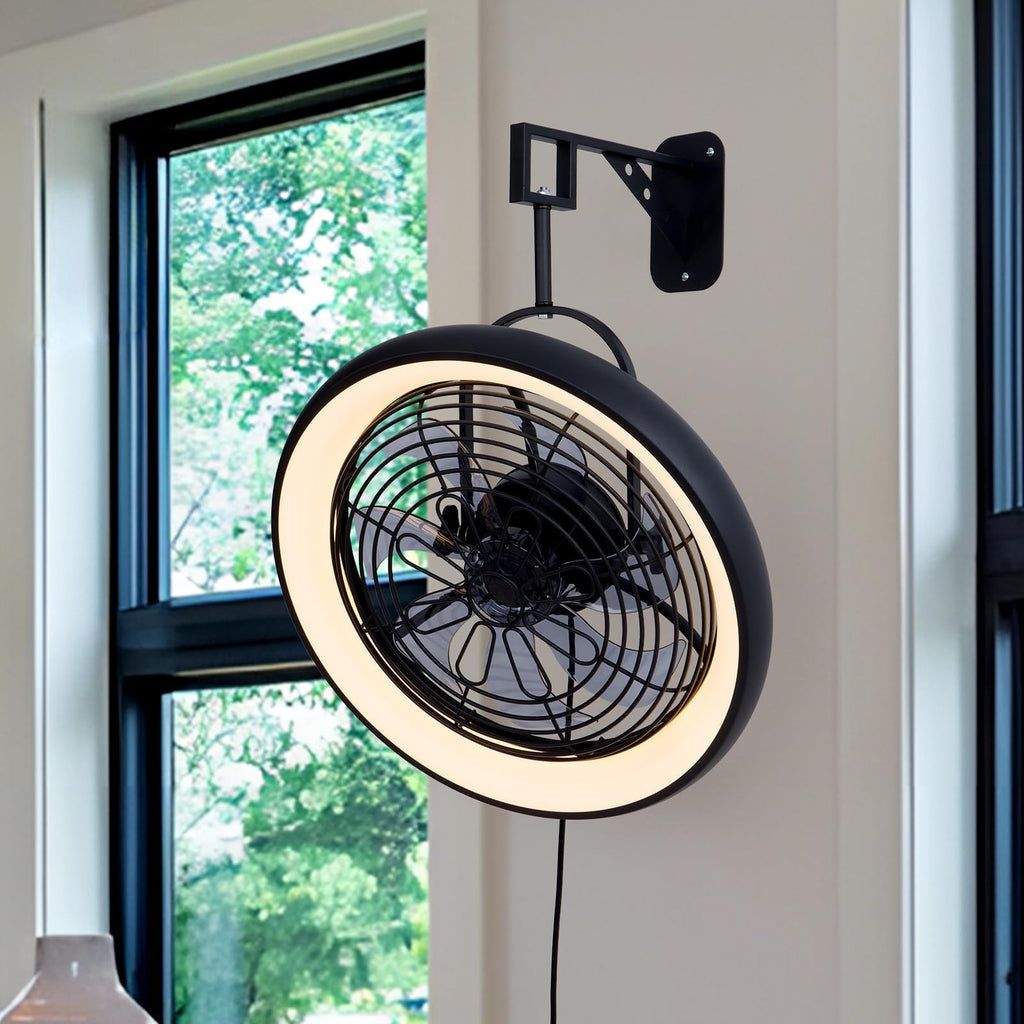 Wall Mounted Fan with Lights, 20” 6 Speeds Reversible Dimmable L7030