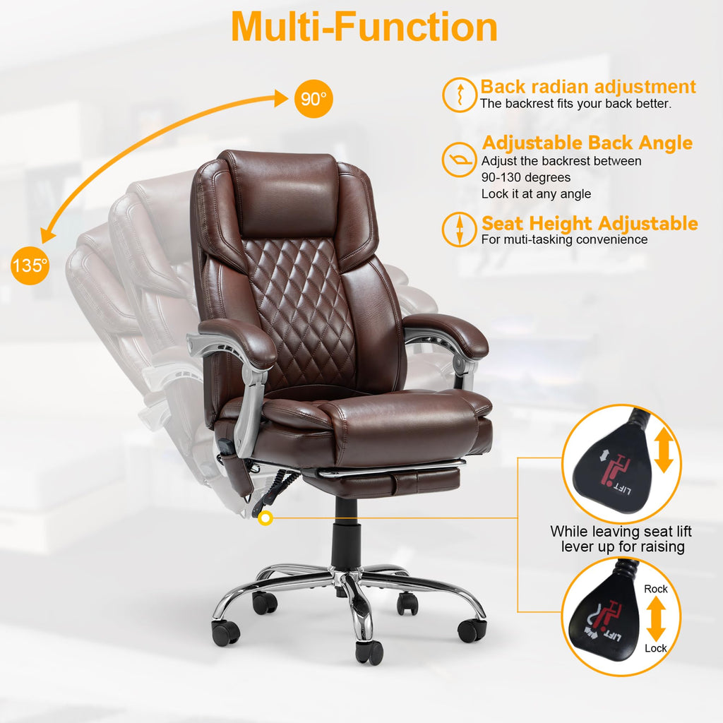 Brown Heated Massage Office Chair with Footrest S708570