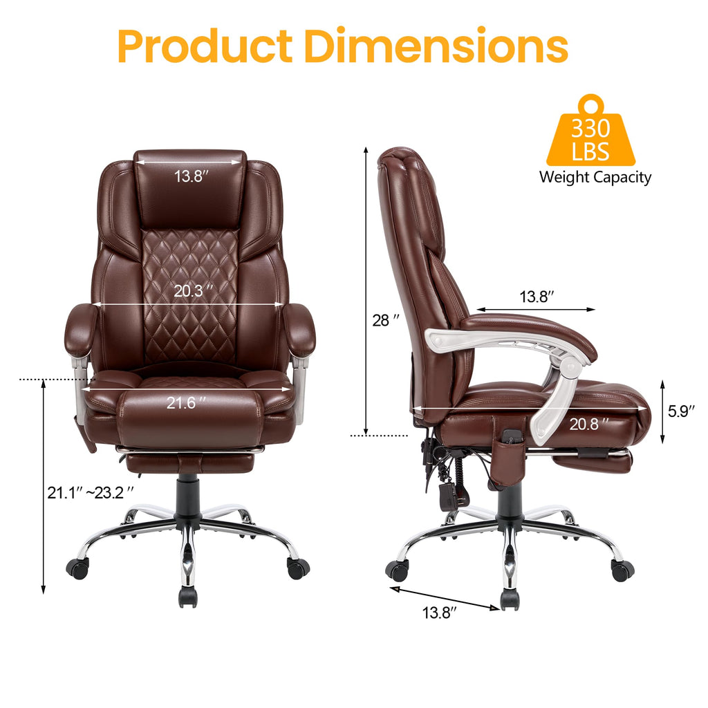 Brown Heated Massage Office Chair with Footrest S708570