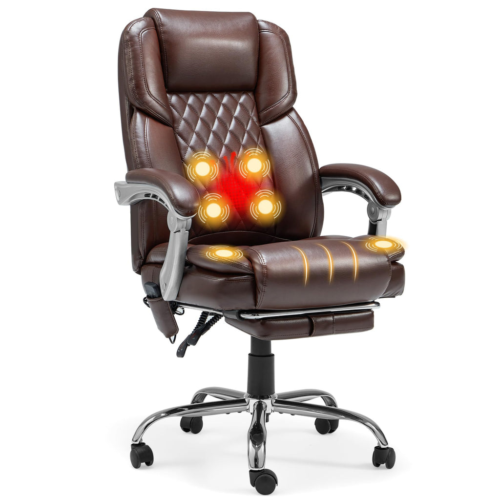 Brown Heated Massage Office Chair with Footrest S708570