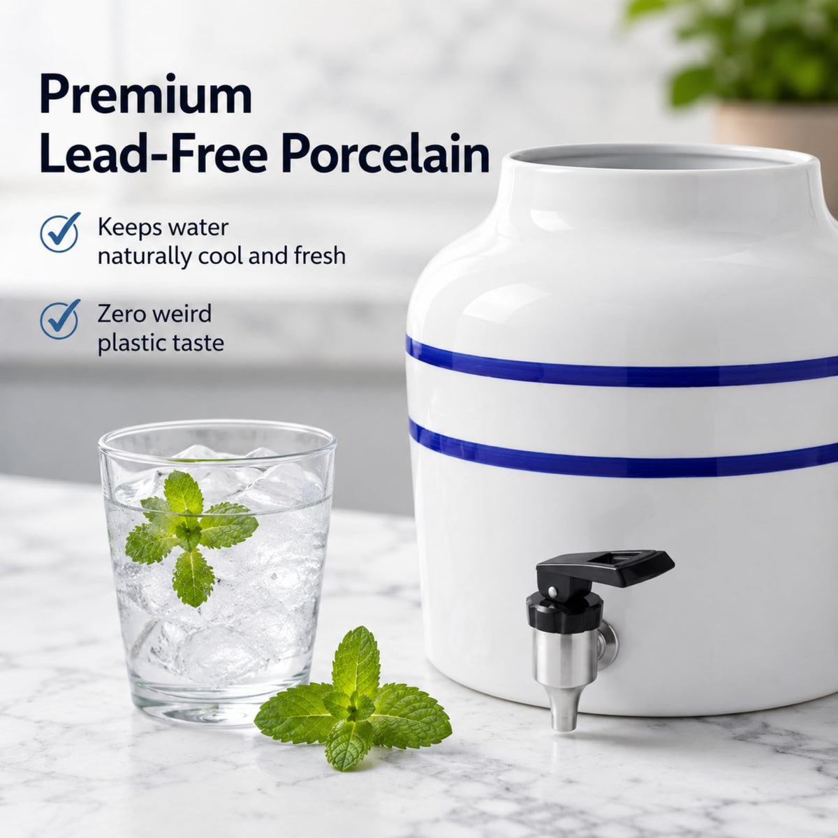 Ceramic Water Dispenser for 3 to 5 Gallon Jugs K981374