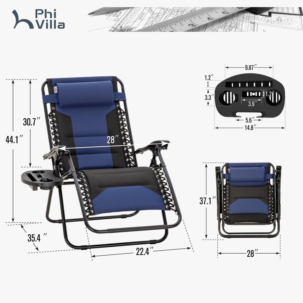 Zero Gravity Chairs Set of 2 Navy Z4334