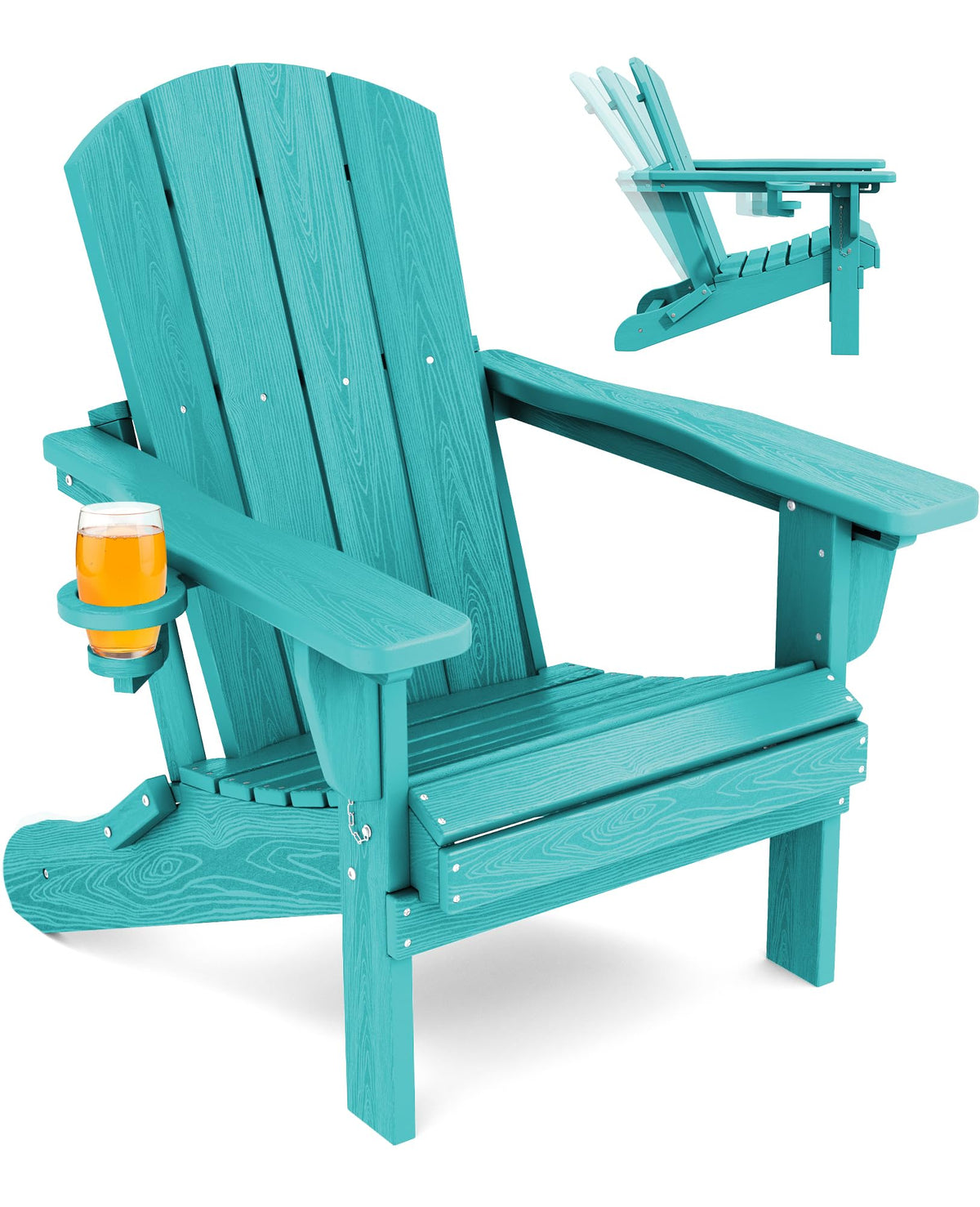 Folding Adjustable Adirondack Chair with Cup Holder V289827