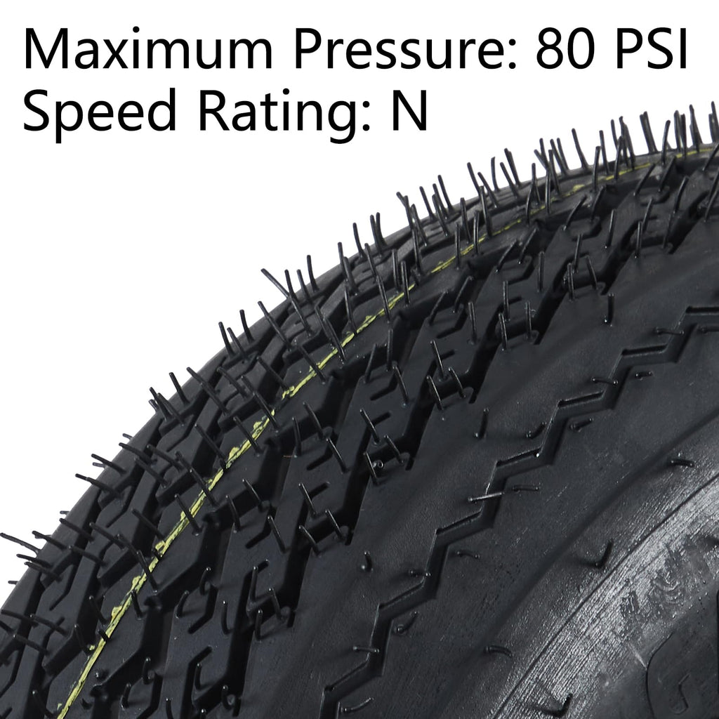 2-Pack Trailer Tires on Rims 5.30-12 4 Lug White Wheels P399