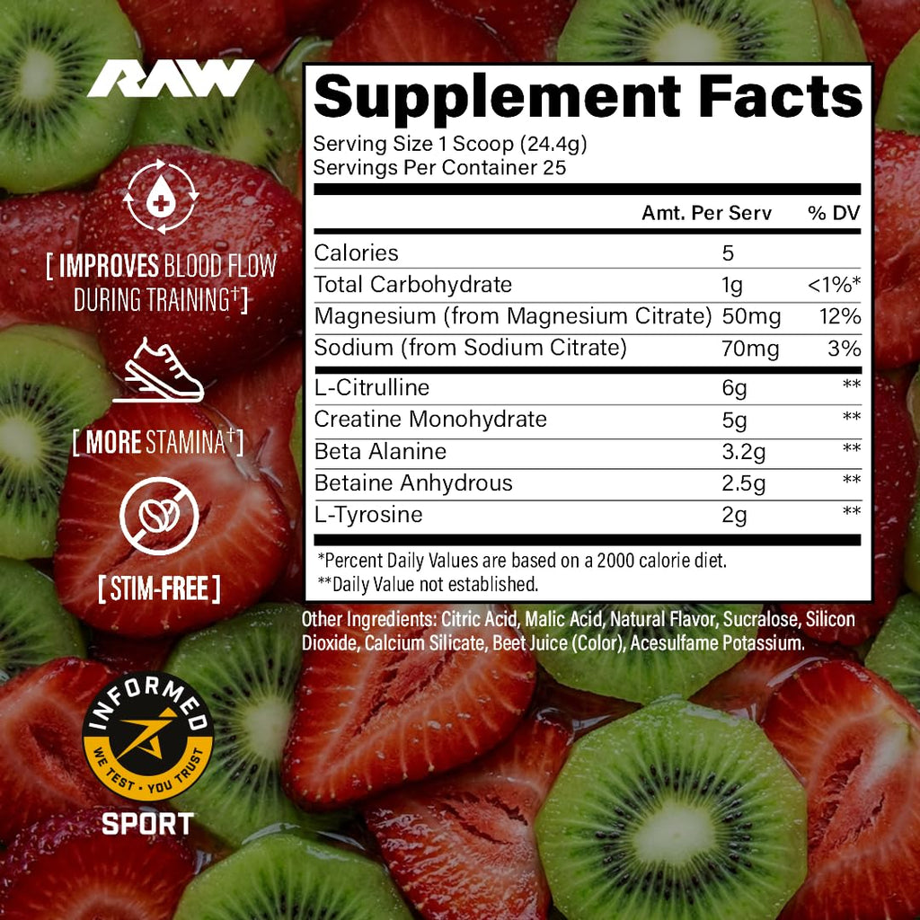 Non-Stim Pre-Workout Powder Strawberry Kiwi Y9185