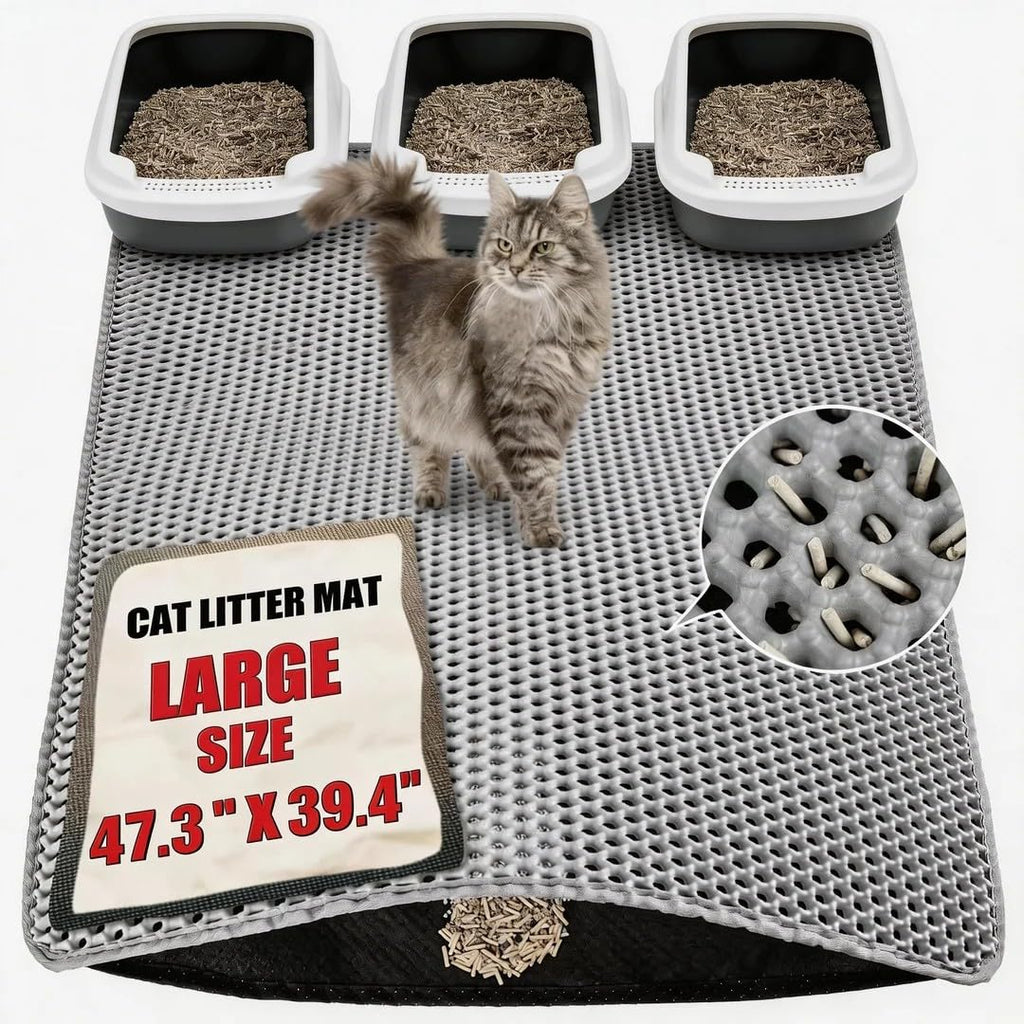 XXL Gray Double-Layer Cat Litter Mat V965