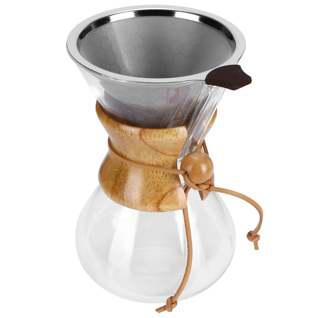 Glass Coffee Maker with Stainless Steel Filter 600ml H718