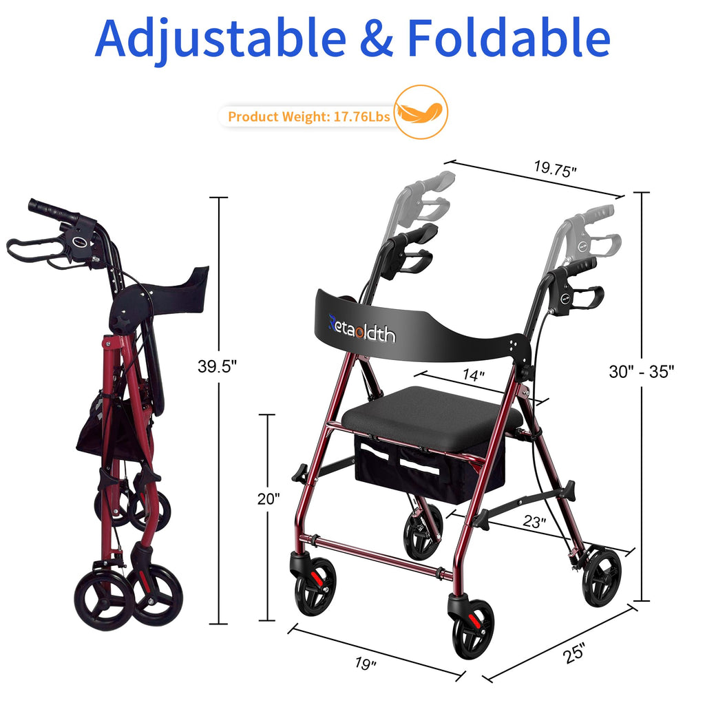 Foldable Rolling Walker with Seat K5834