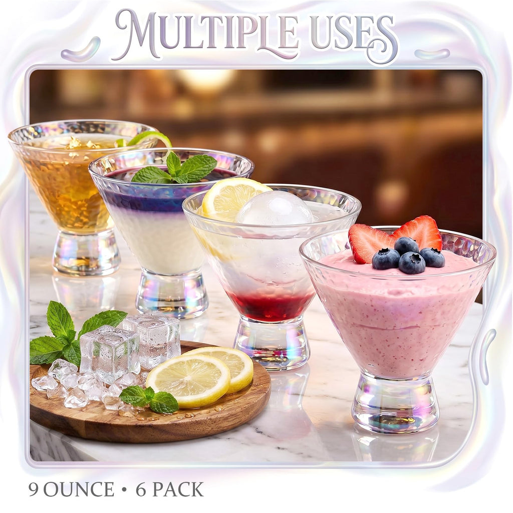 Set of 6 Stemless Martini Glasses 9oz Multicolor K30125