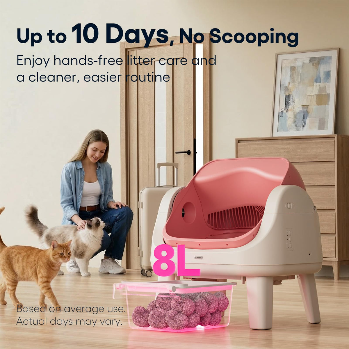 Self Cleaning Open Top Automatic Cat Litter Box Pink K3128