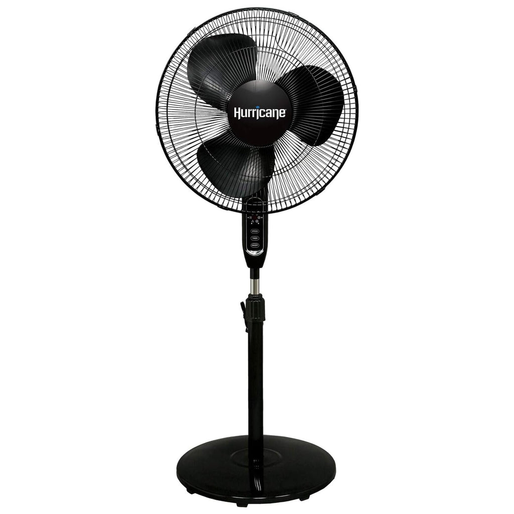 Black 16" Oscillating Pedestal Stand Fan with Remote Control L1875