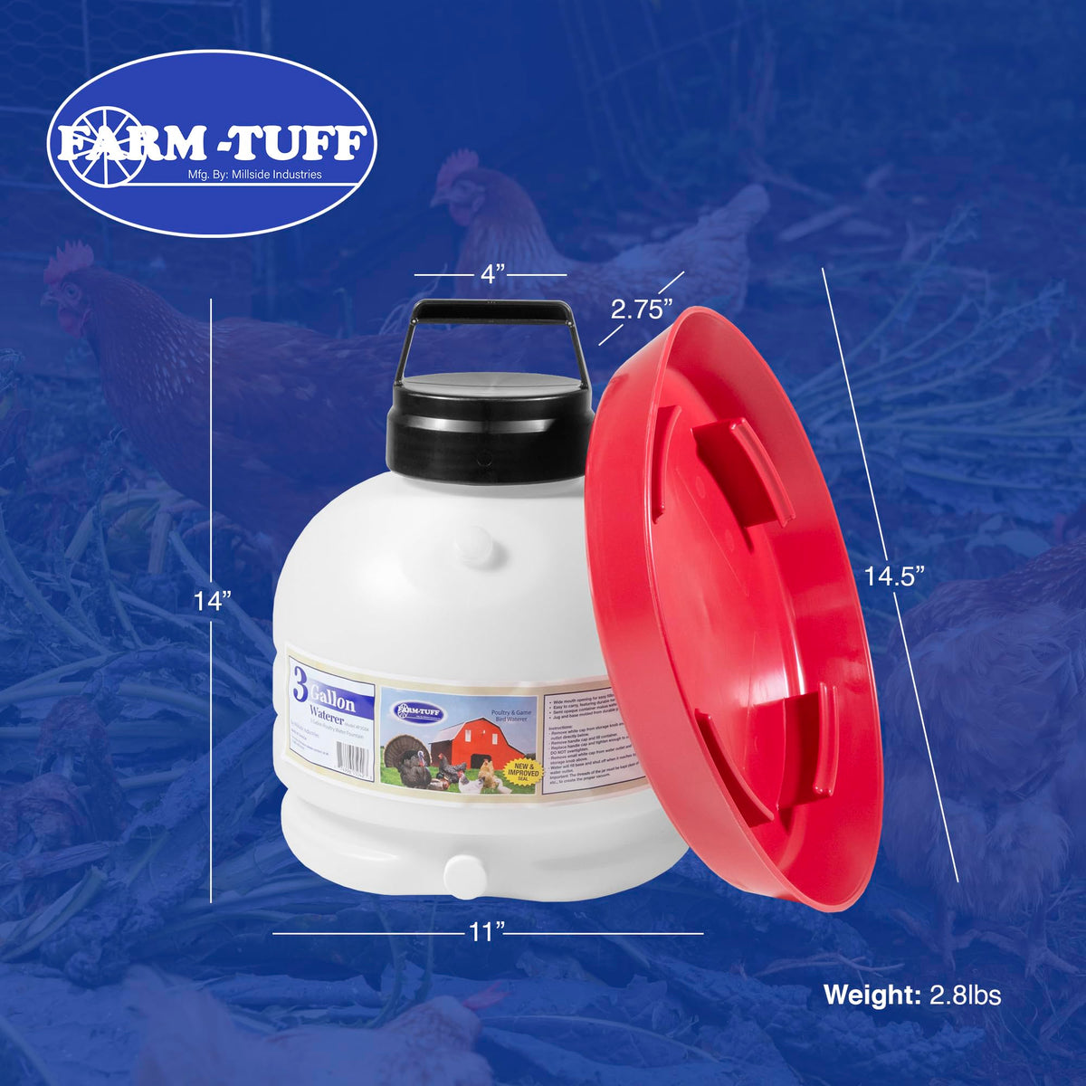 3 Gallon BPA-Free Plastic Hanging Chicken Waterer J46695