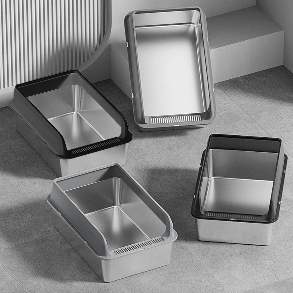 Stainless Steel High Sided Cat Litter Box with Lid Y292561