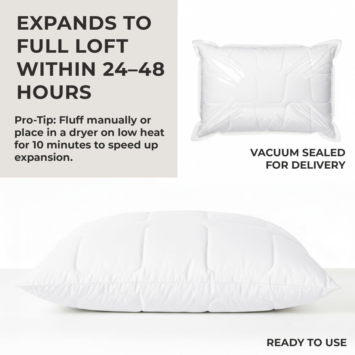 King Size White Cooling Down Alternative Pillows Set of 2 P797489