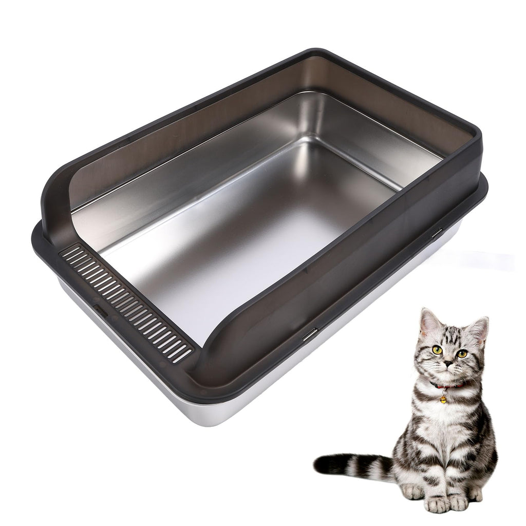 Stainless Steel High Sided Cat Litter Box with Lid Y292561