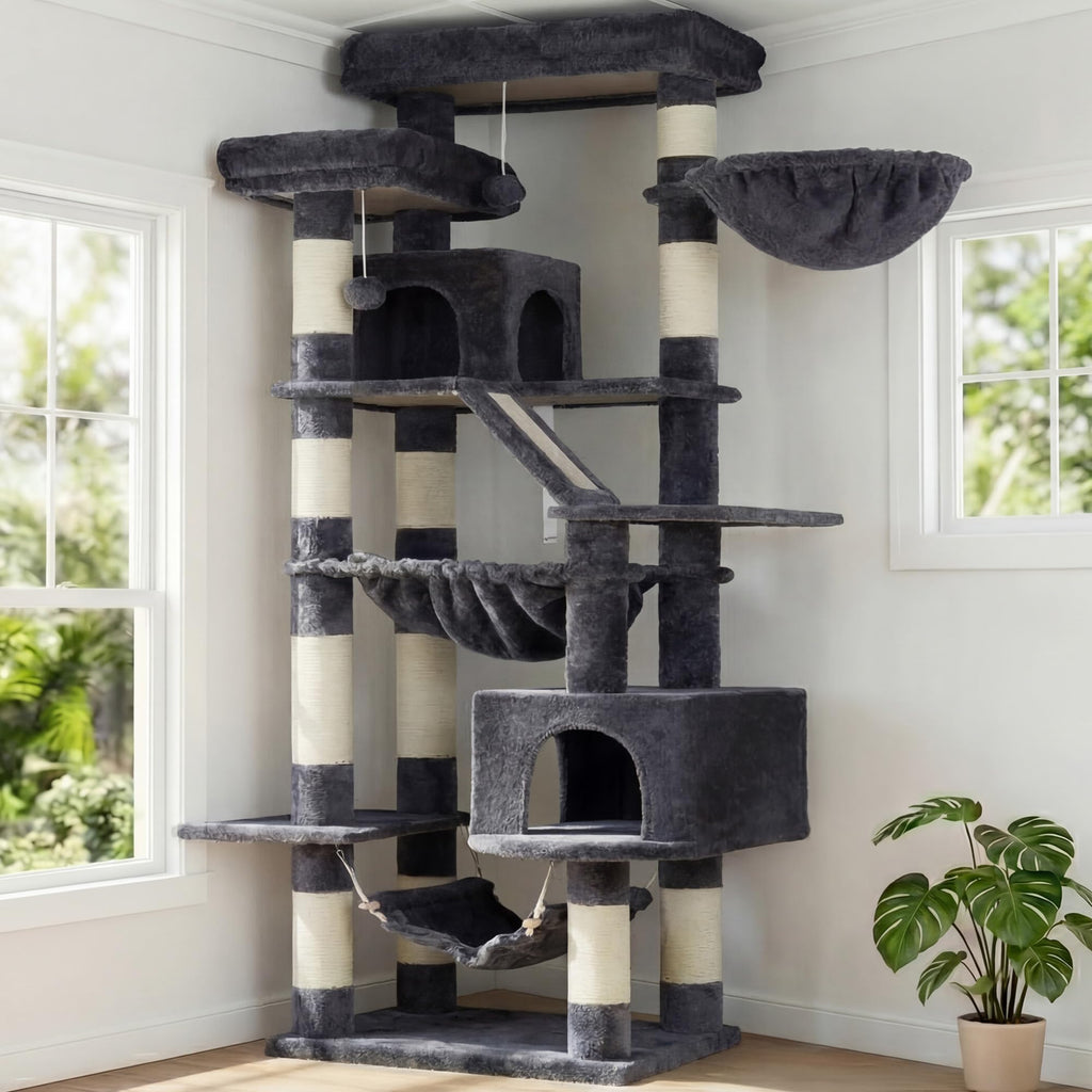 71-Inch-Tall Cat Tree with 2 Perches A96288