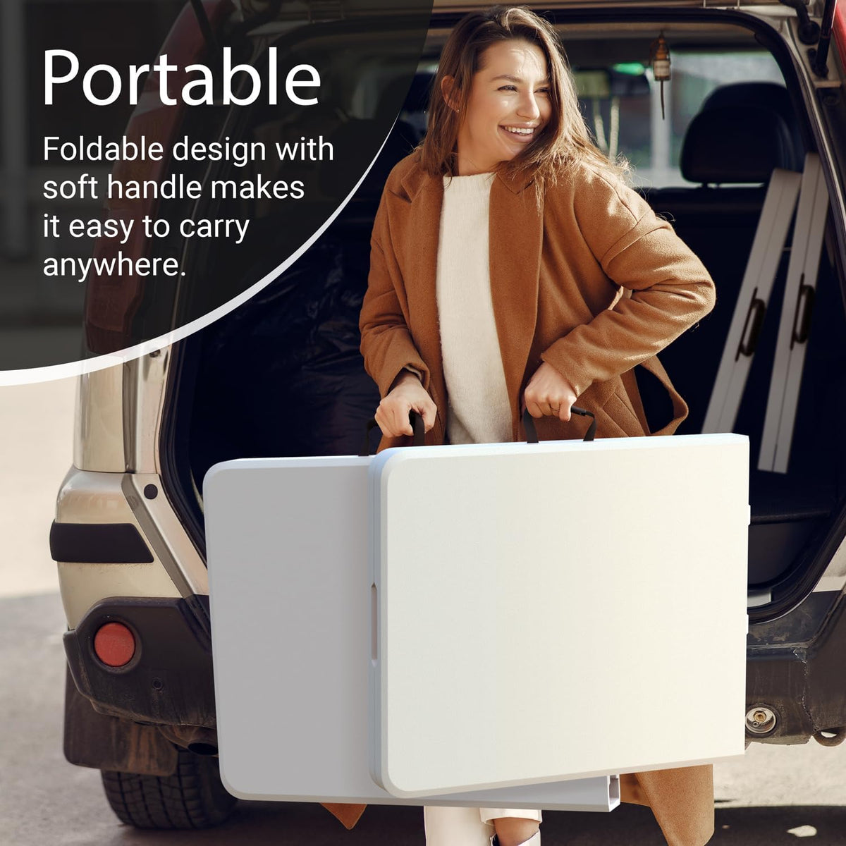 Foldable Table with Steel Legs White B4163