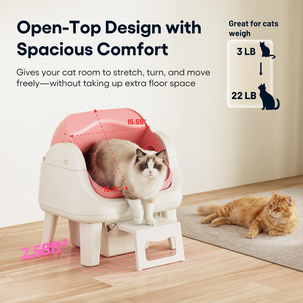 Self Cleaning Open Top Automatic Cat Litter Box Pink K3128