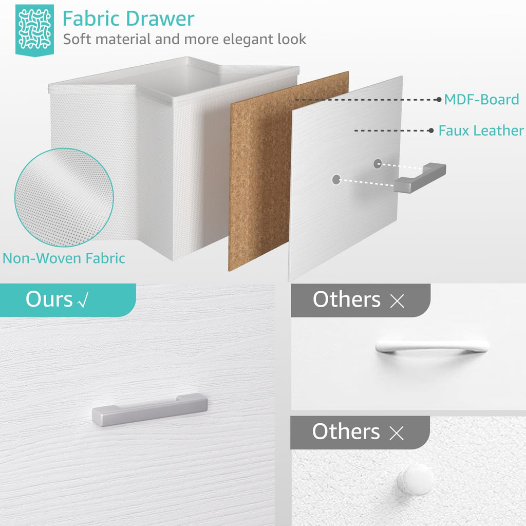 White 2 Drawer Fabric Storage Dresser D883