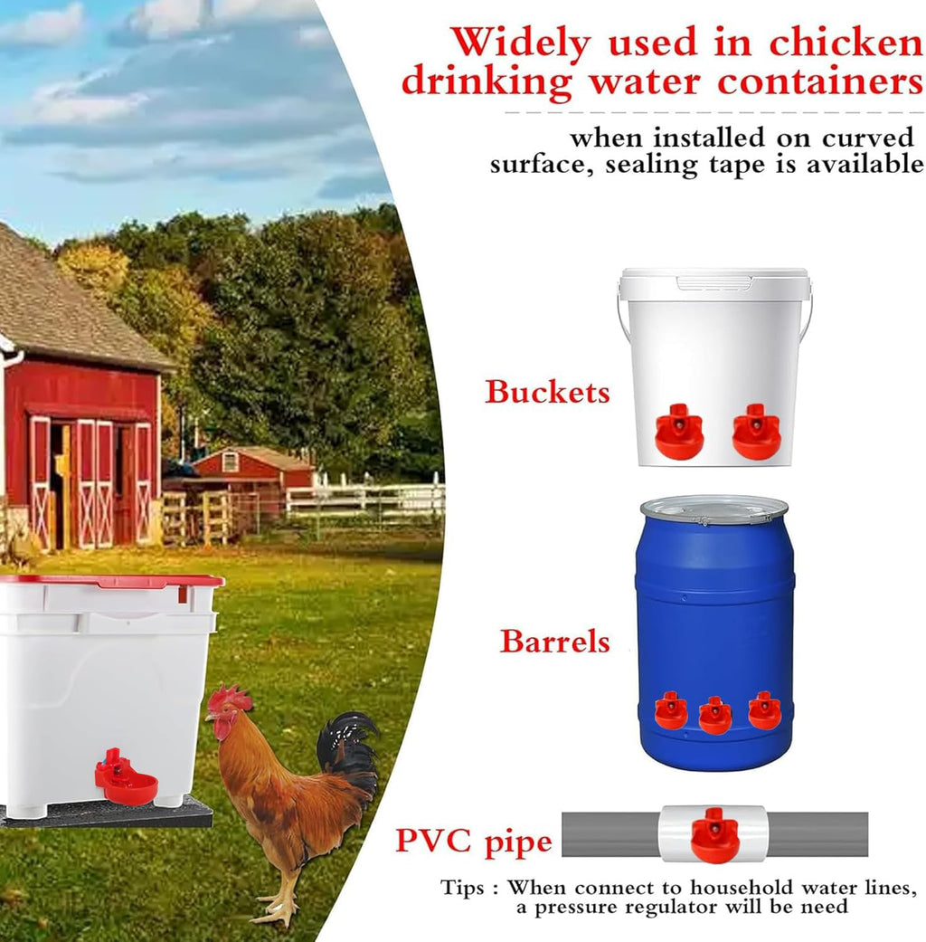 12-Pack Automatic Chicken Water Nipples with Cups N285