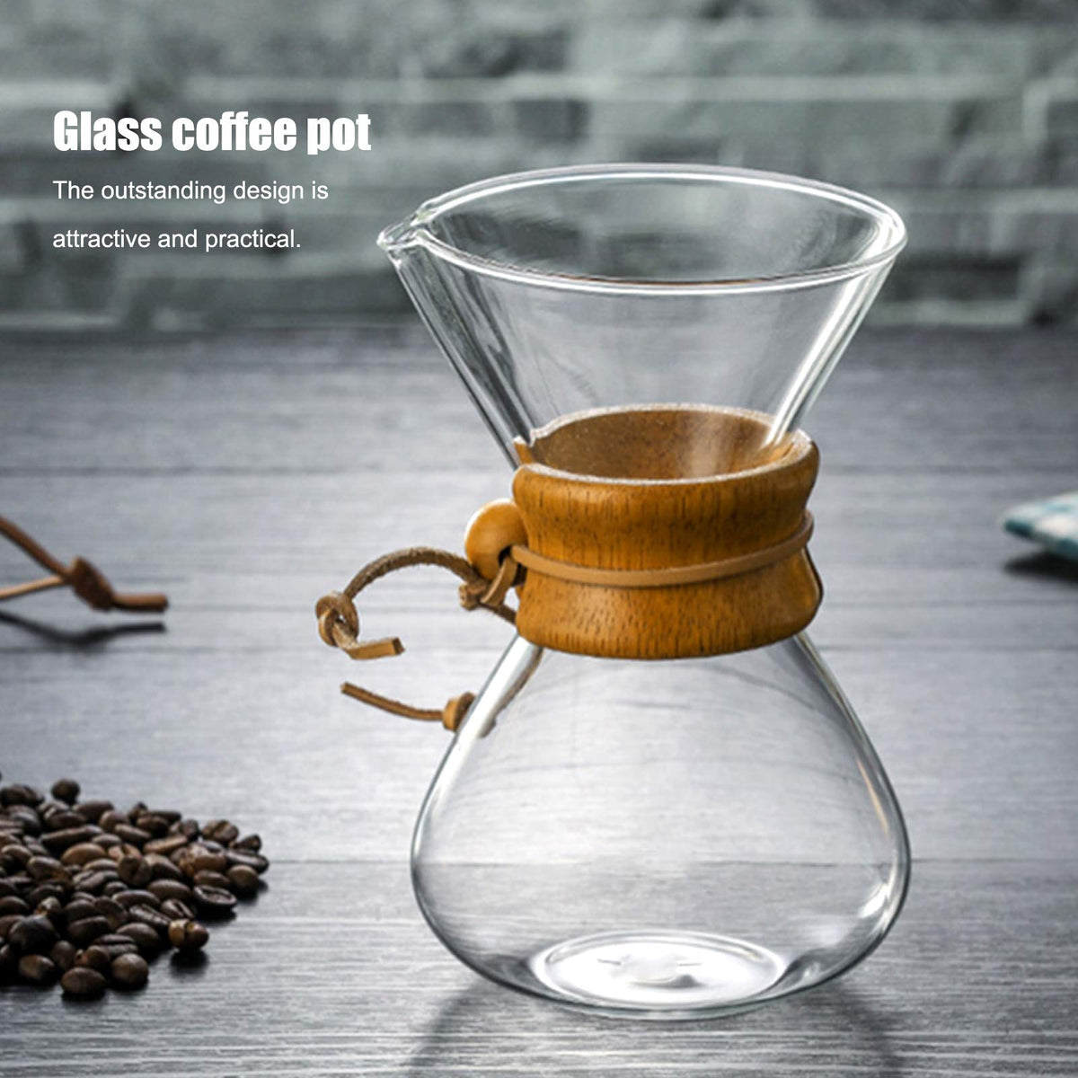 Glass Coffee Maker with Stainless Steel Filter 600ml H718