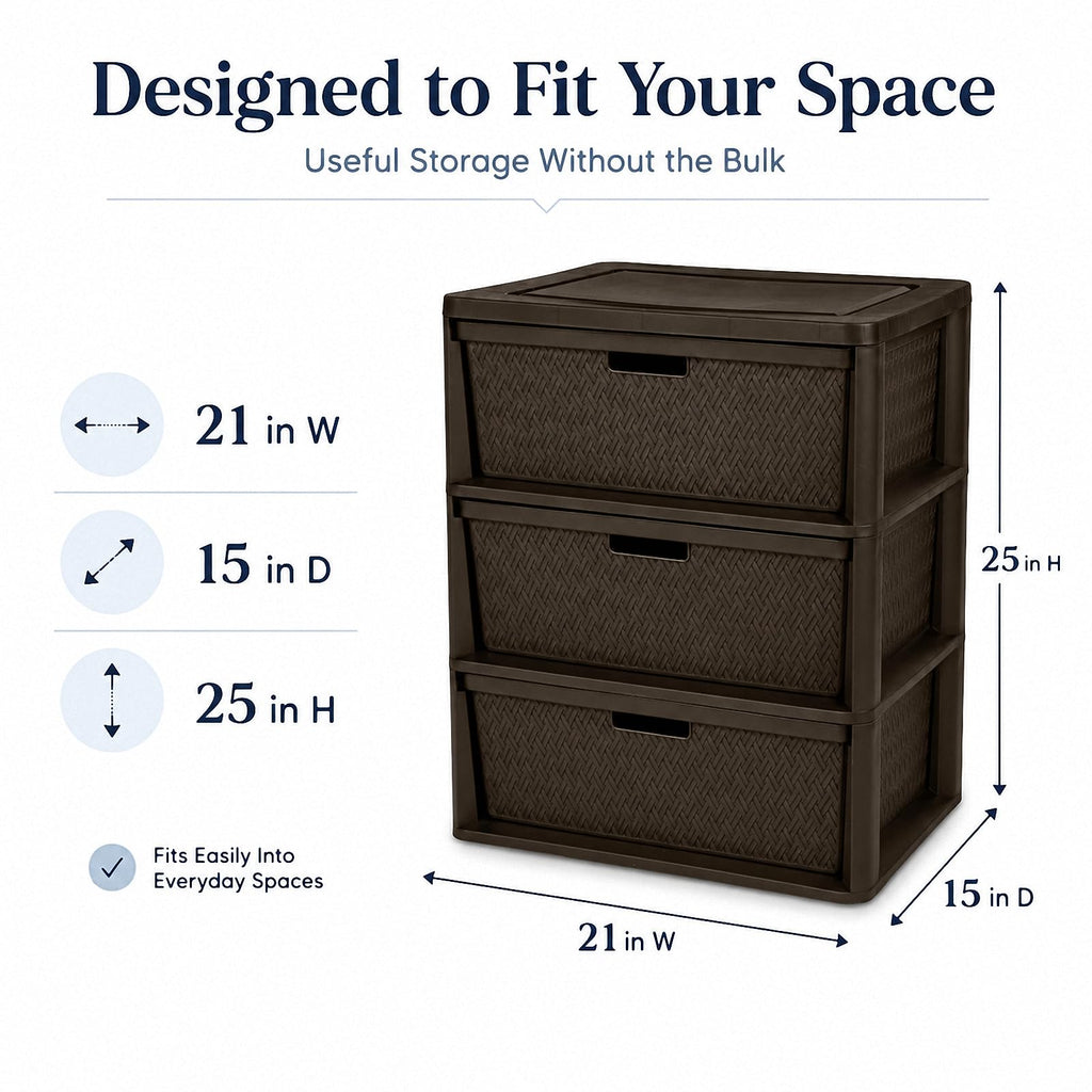 Brown 3 Drawer Plastic Storage Organizer N3190