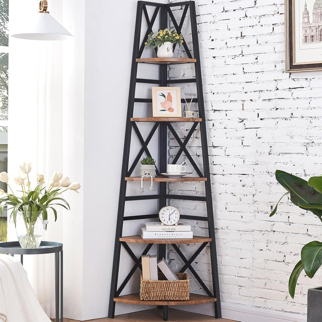 5 Tier 72 Inch Tall Corner Bookshelf P43409