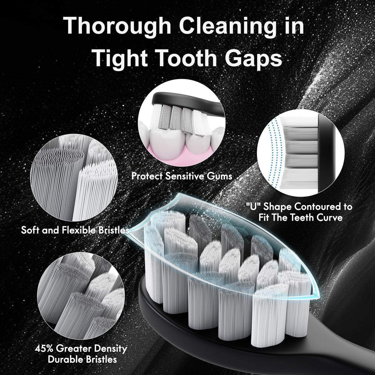 Sonic Electric Toothbrush with 10 Brush Heads & Travel Case, Black T17937