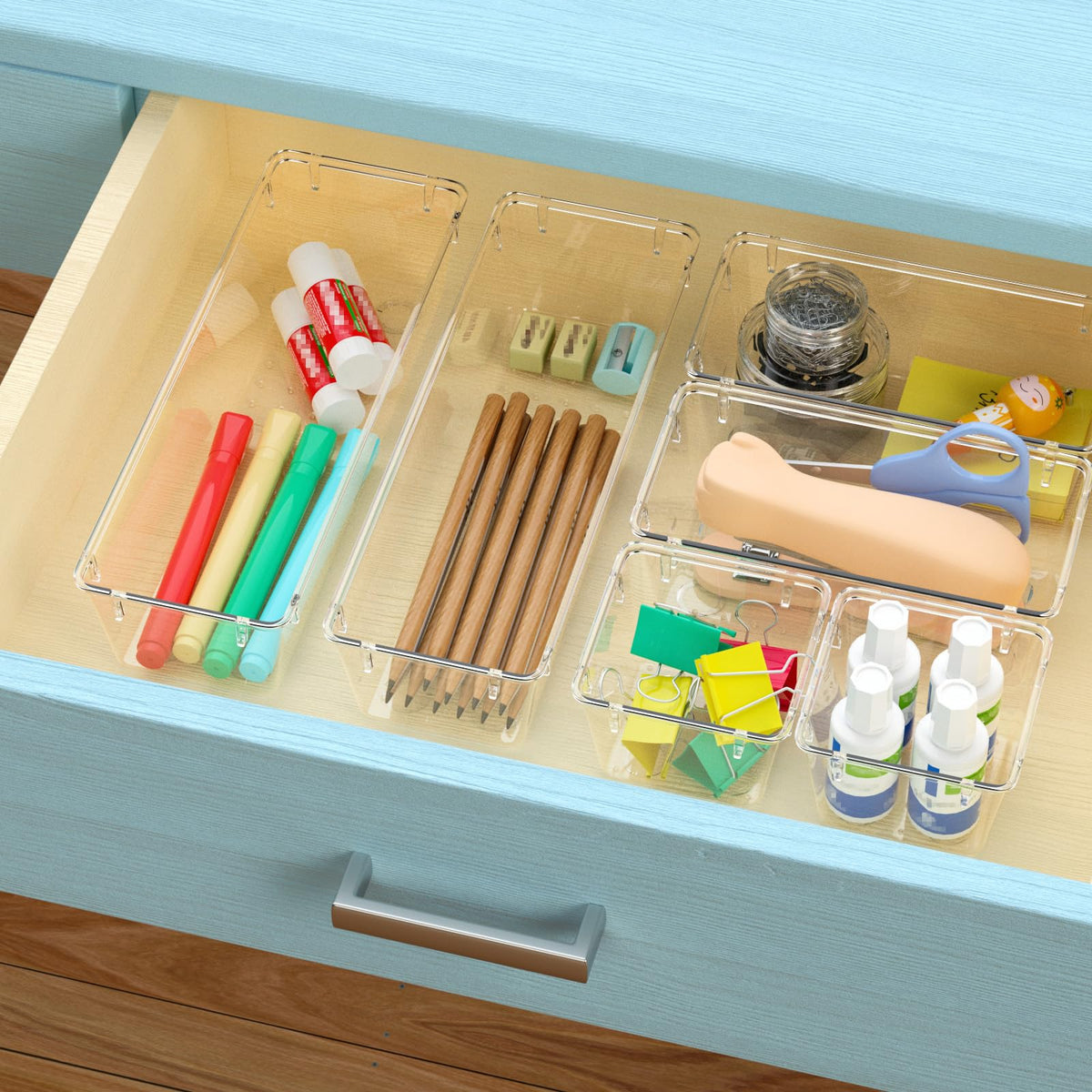 12 Pack Clear Drawer Organizer Set F481594