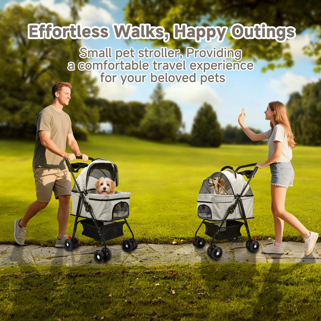 4 Wheels Foldable Pet Stroller with Detachable Carrier C9883