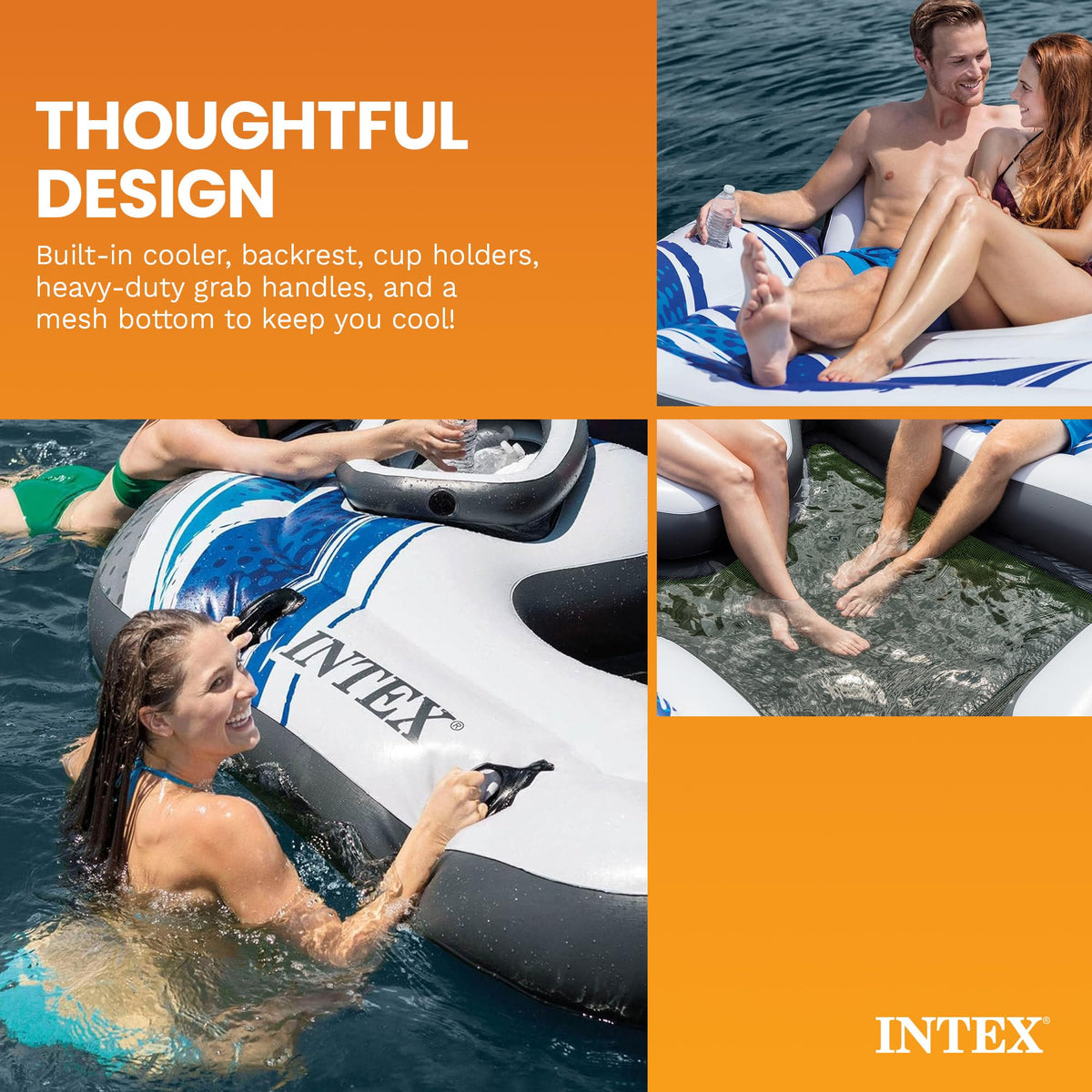 Blue 5-Person Inflatable Pool Island Raft B5215