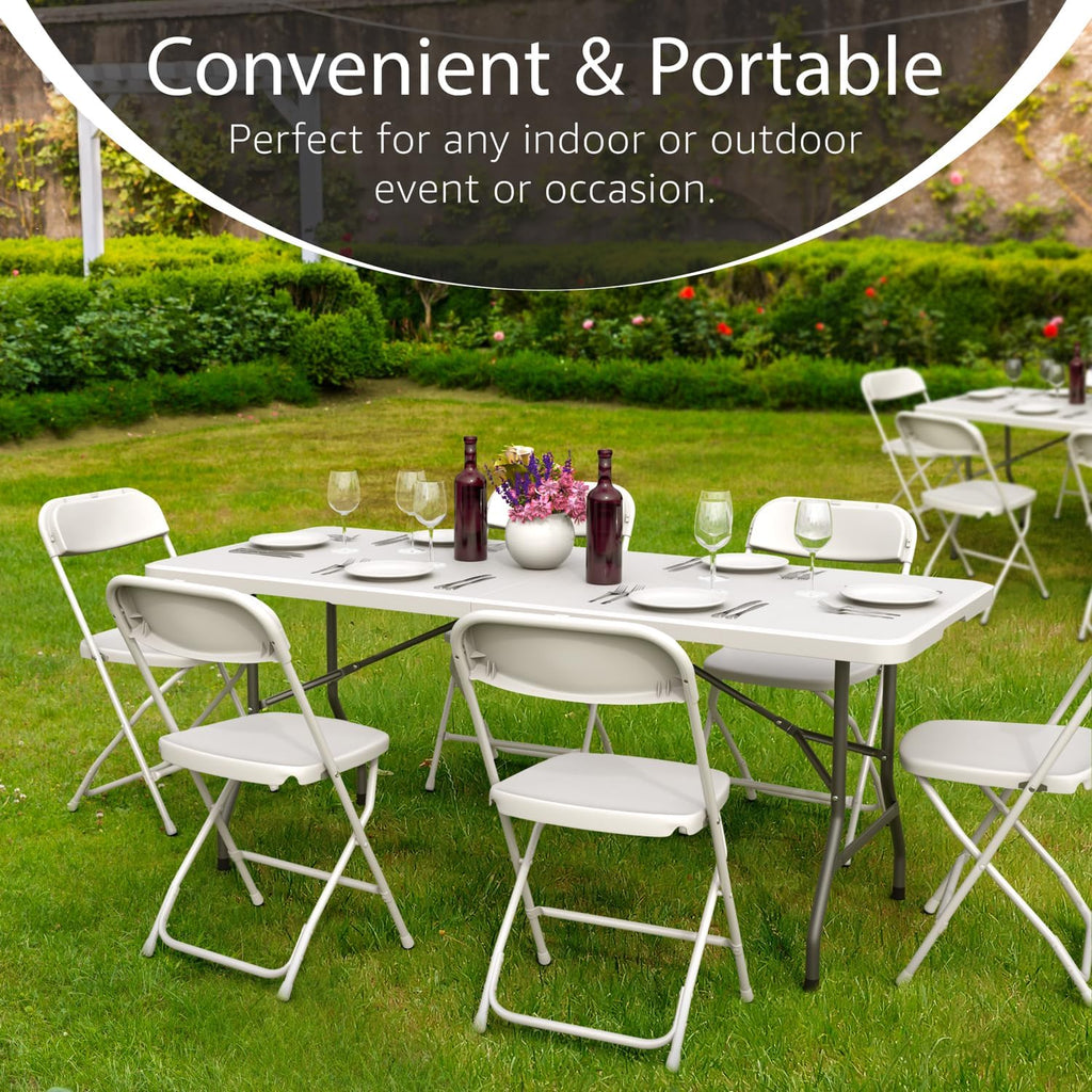 Foldable Table with Steel Legs White B4163