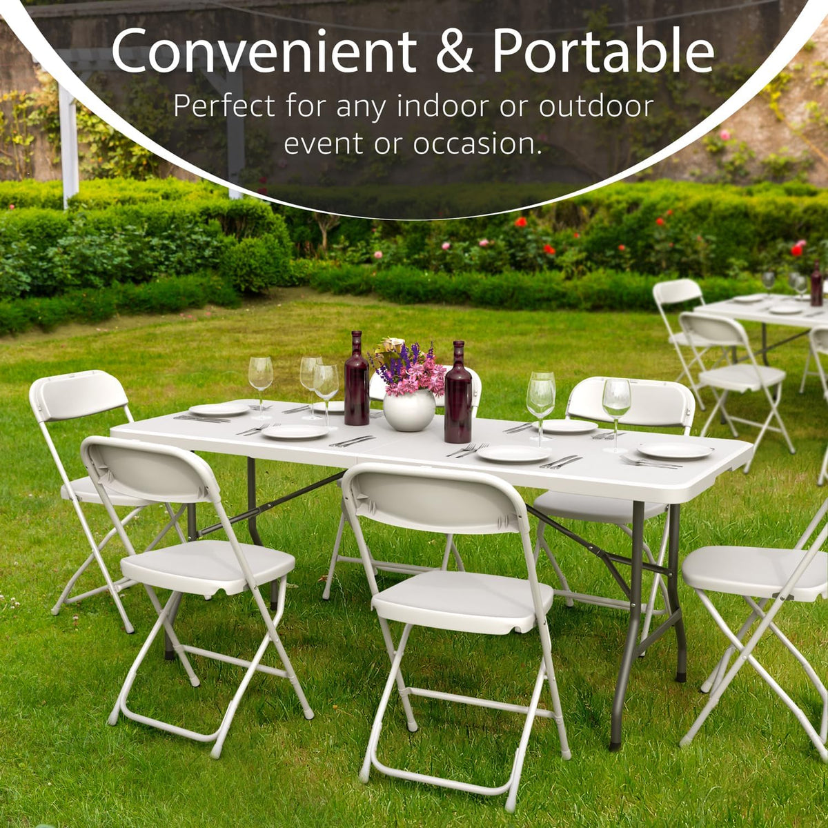 Foldable Table with Steel Legs White B4163