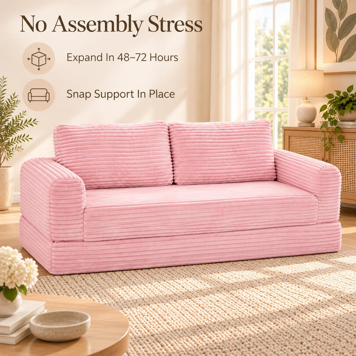 Pink Convertible Sofa Bed R67442
