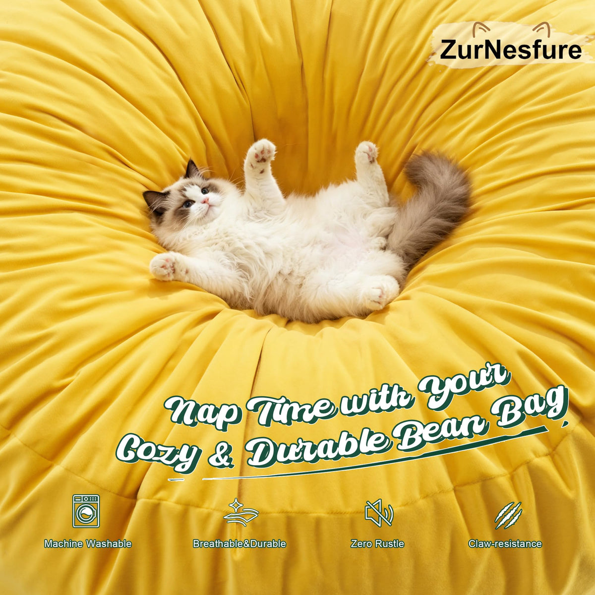 Yellow Memory Foam Bean Bag Chairs W25200