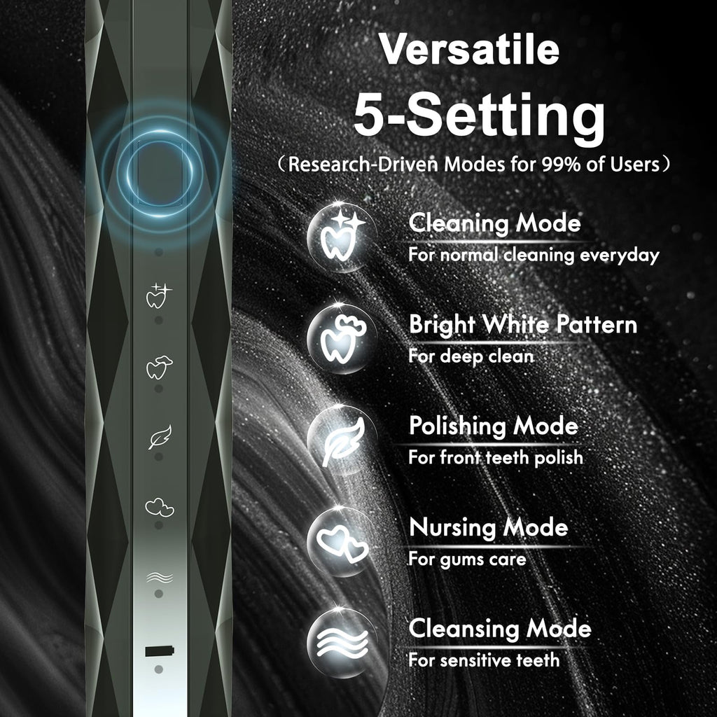 Sonic Electric Toothbrush with 10 Brush Heads & Travel Case, Black T17937