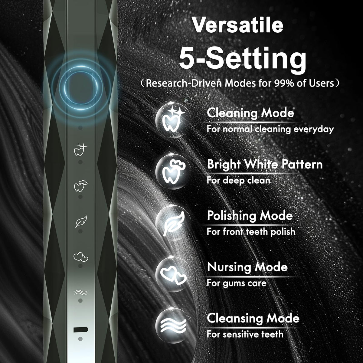 Sonic Electric Toothbrush with 10 Brush Heads & Travel Case, Black T17937