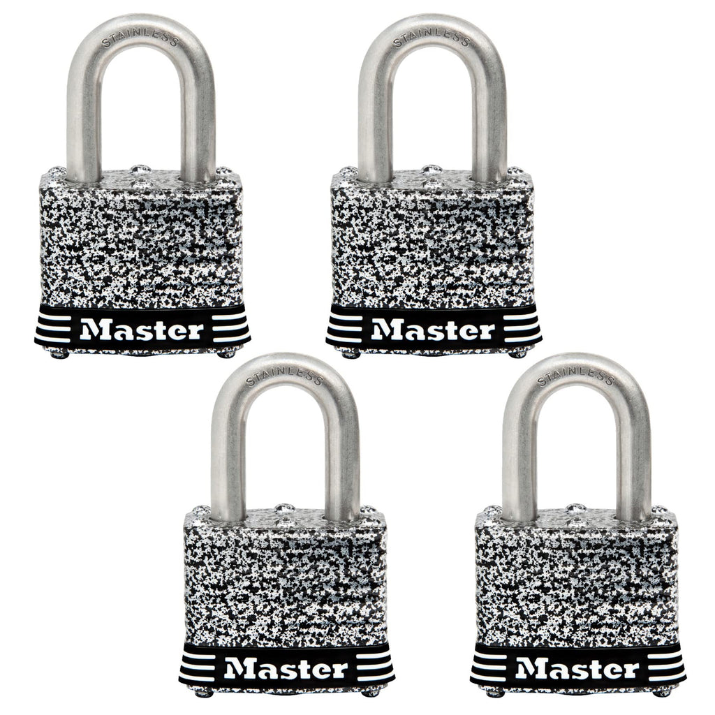 Stainless Steel Outdoor Padlock with Key, 4 Pack U683