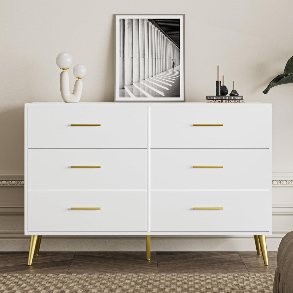 White 6 Drawer Dresser B31165