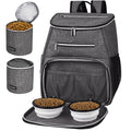 Dog Travel Bag Backpack with 2 Silicone Collapsible Bowls and 2 Food Baskets Grey W694
