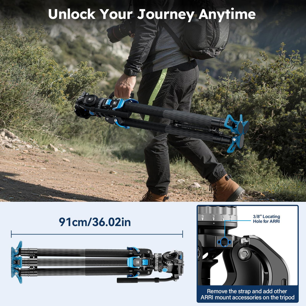 Carbon Fiber Video Tripod with Fluid Head O464