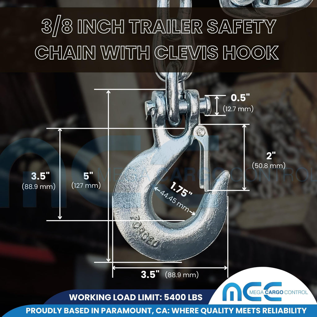 3/8" x 37" Grade 43 Safety Chain with Clevis Slip Hook S991618