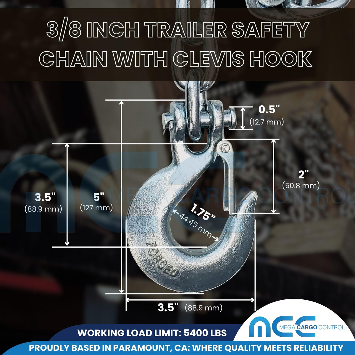 3/8" x 37" Grade 43 Safety Chain with Clevis Slip Hook S991618