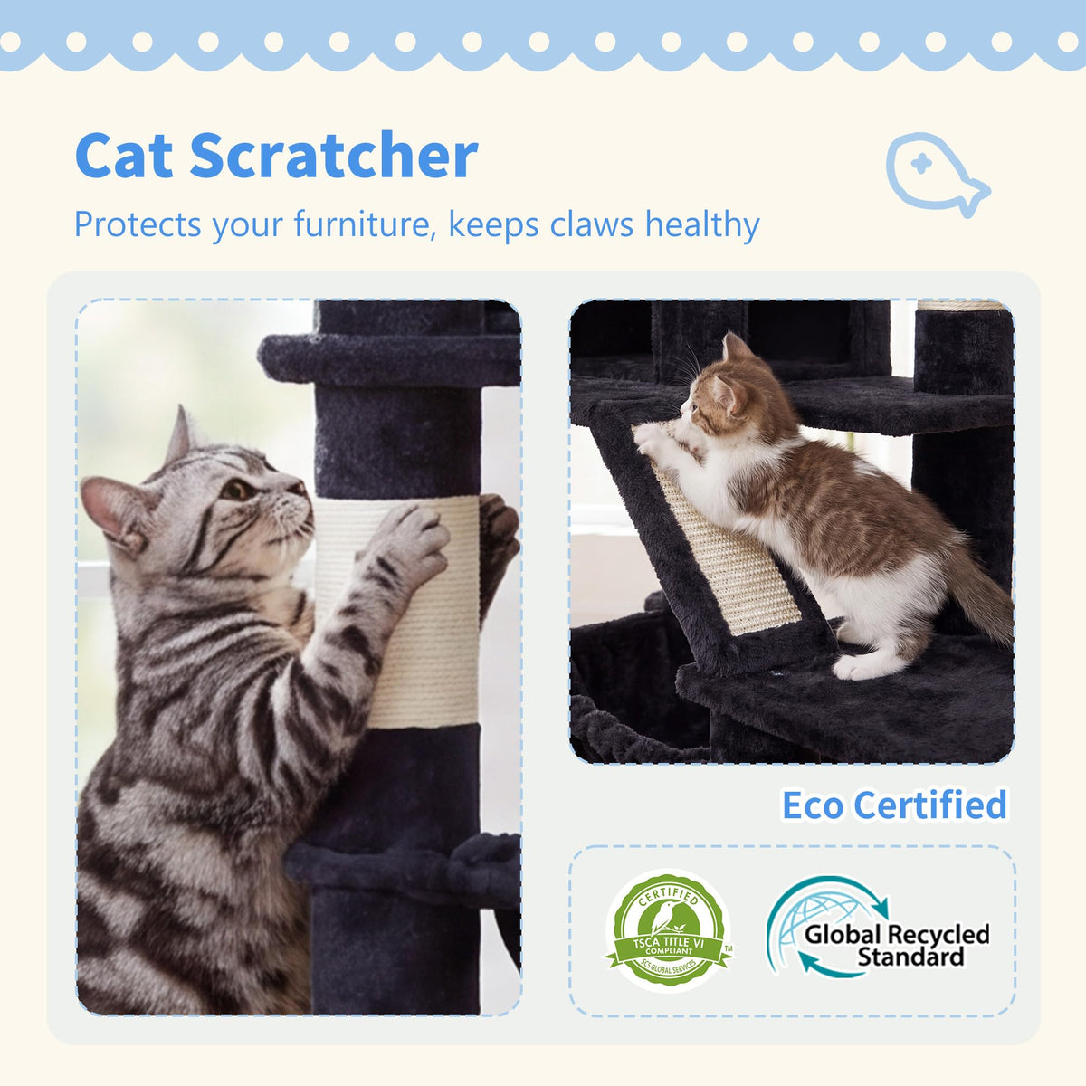71-Inch-Tall Cat Tree with 2 Perches A96288
