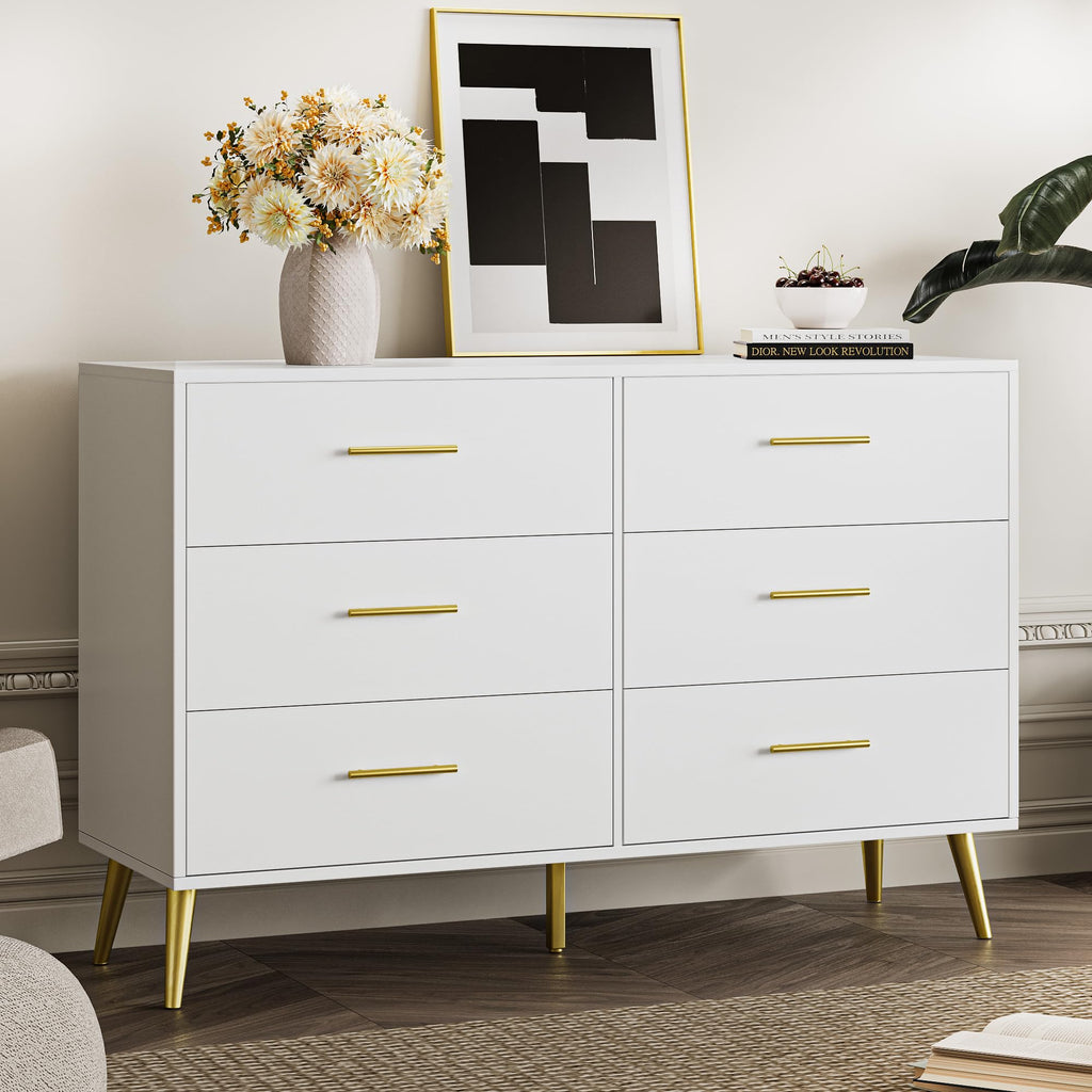 White 6 Drawer Dresser B31165
