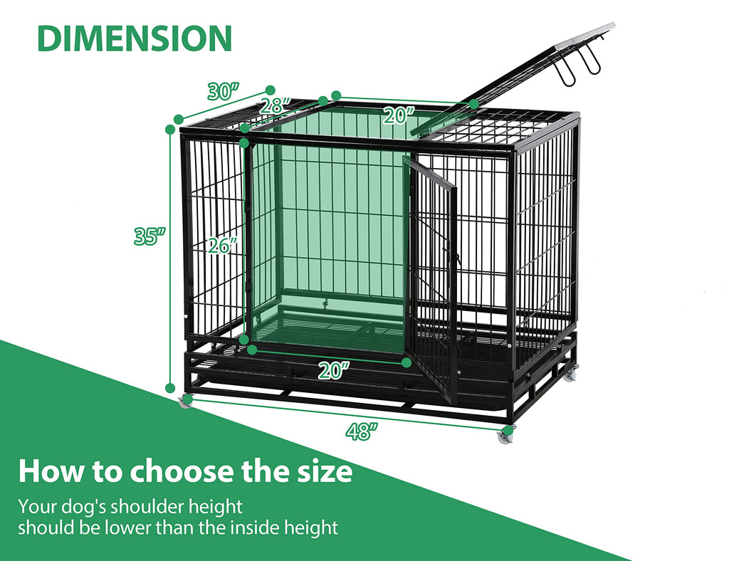48'' Heavy Duty Metal Dog Crate with Wheels E43052